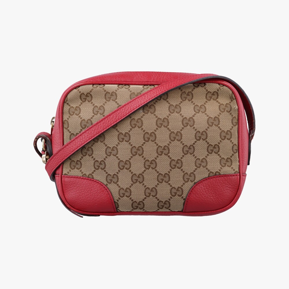 Gucci Bree Microguccissima Canvas Leather Beige Red